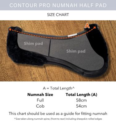Contour Pro Numnah Half Pad Size Chart